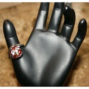 Women's Brown Confetti Silver Tone Ring Sz 9 Costume Jewelry Teens Ladies Boho